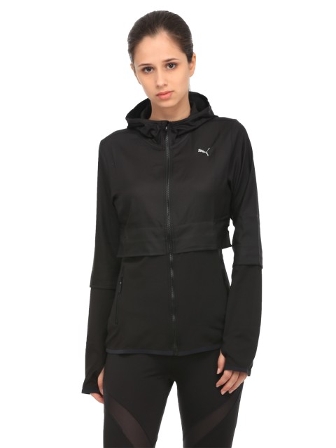 

Puma Women Black PWRSHAPE Solid Hooded Sporty Jacket