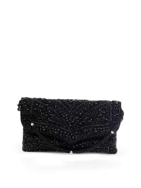 

ODETTE Women Heavily Embellished Envelope Clutch, Black
