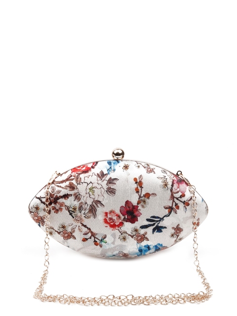 

ODETTE Women Floral Printed Structured Clutch, White