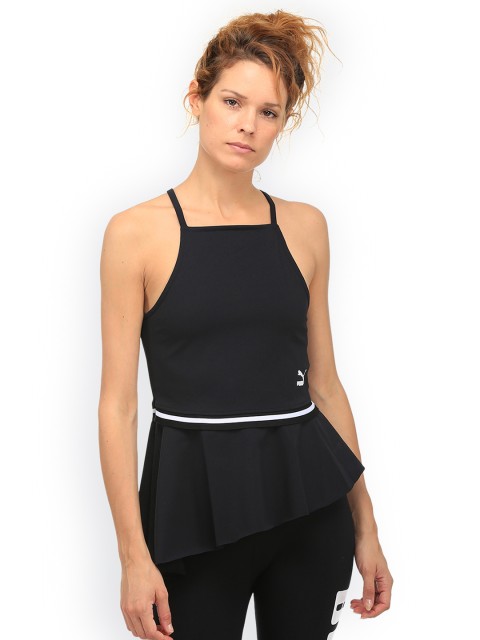 

Puma Women Black Solid Halter Neck T-shirt