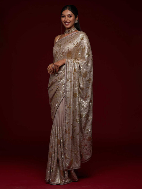 

Koskii Green & Gold-Toned Embellished Sequinned Saree