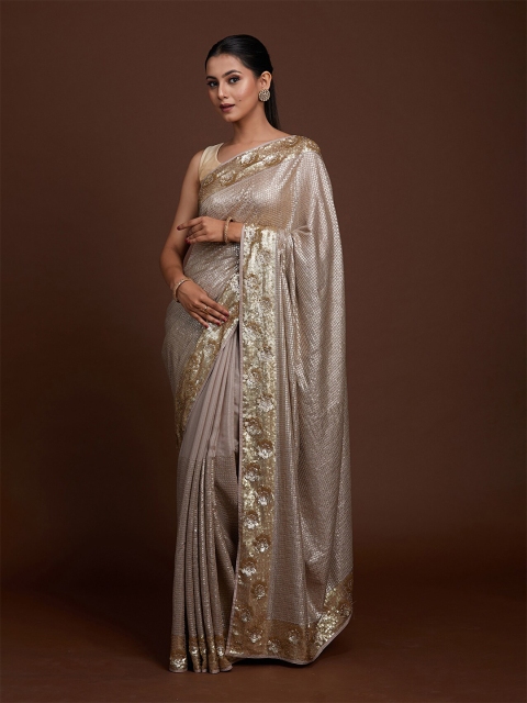 

Koskii Mauve & Gold-Toned Embellished Sequinned Saree