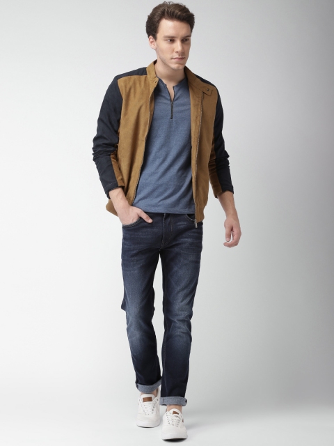 

Mast & Harbour Men Tan Brown Bomber Jacket