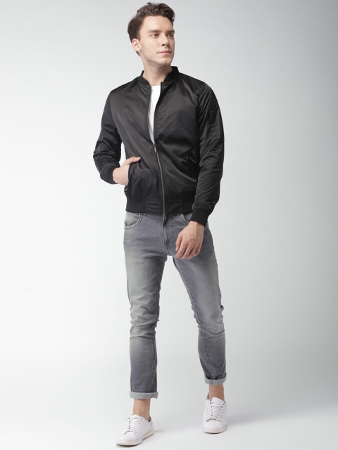 

Mast & Harbour Men Black Solid Bomber Jacket