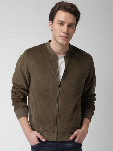 

Mast & Harbour Men Brown Solid Bomber Jacket