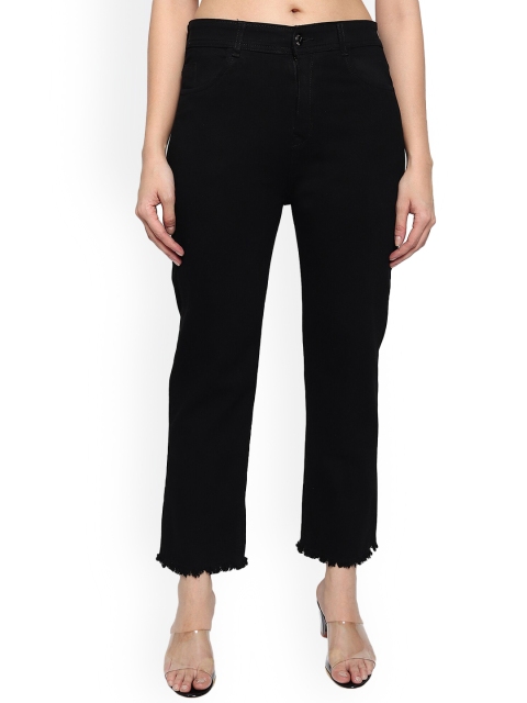 

LIVE OK Women Black Boyfriend Fit Stretchable Jeans