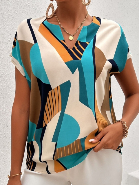 

La Aime Printed Top, Cream
