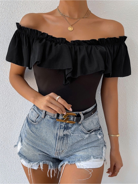 

La Aimee Classic Black Solid Top