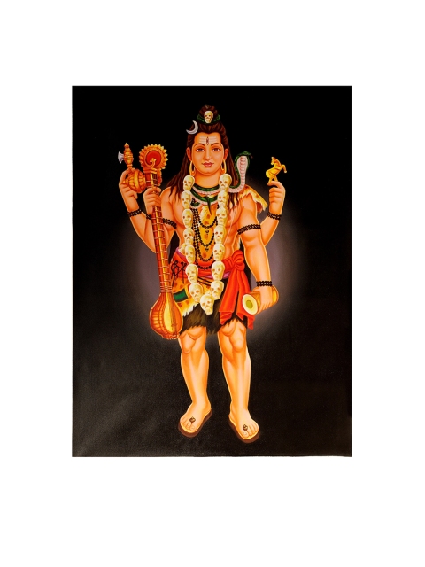 

Exotic India Black & Beige The Inspired Veenadhari Mahadeva Wall Art