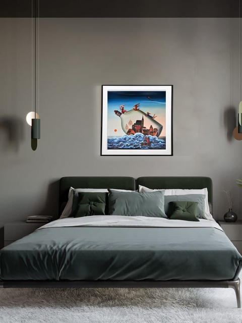 

Exotic India Blue Storm Outside A Bottle Painted Wall Art