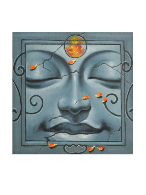

Exotic India Grey & Orange Religious Painting Wall Art