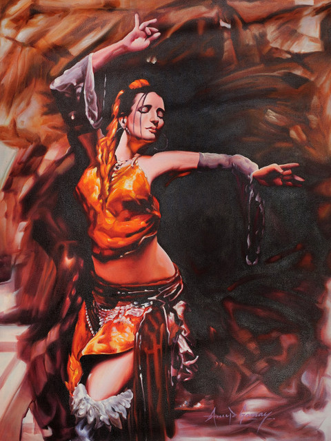 

Exotic India Brown & Black Printed Handmade Oil Painting