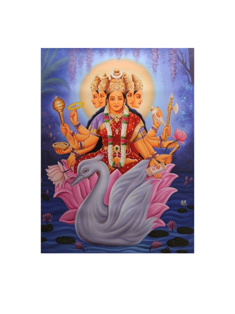 

Exotic India Blue & White Goddess Gayatri Printed Textured Paper Wall Art