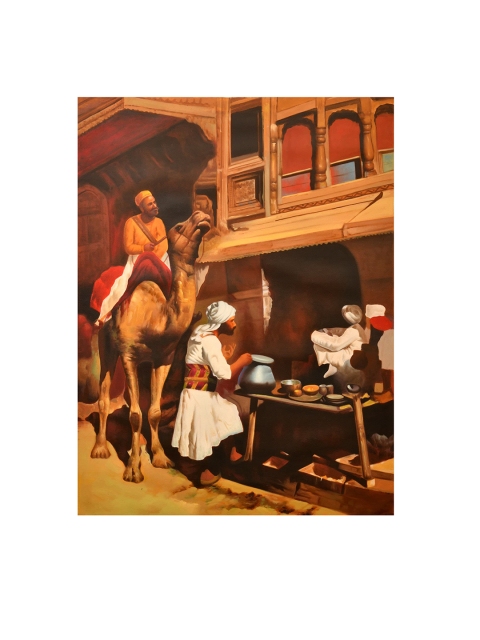 

Exotic India Mustard Yellow Painted Canvas Wall Art