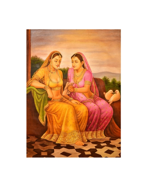 

Exotic India Pink & Orange Printed Oil Painting