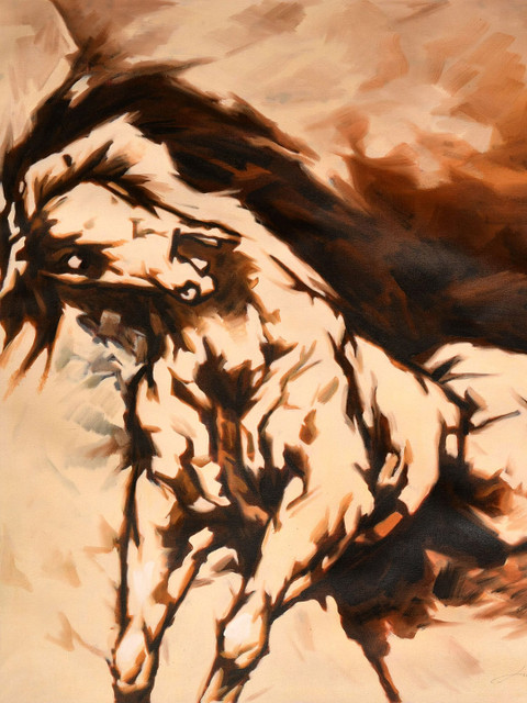 

Exotic India Black & Cream Horse in Modern Idiom Painting Wall Art