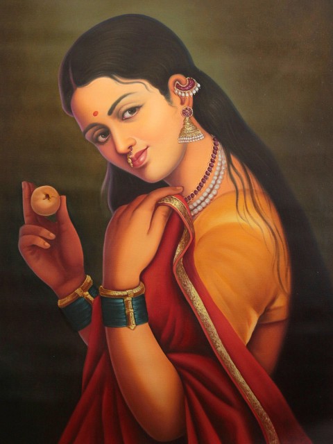 

Exotic India Orange Coloured Newlywed With Apricot Painted Wall Art