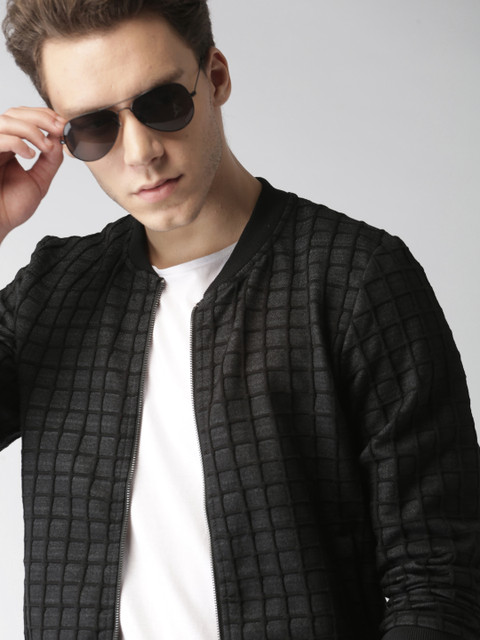 

Mast & Harbour Men Black Checked Sweatshirt