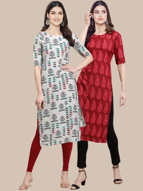 

KALINI 2 Women Multicoloured Ethnic Motifs Printed Crepe Kurta, Multi