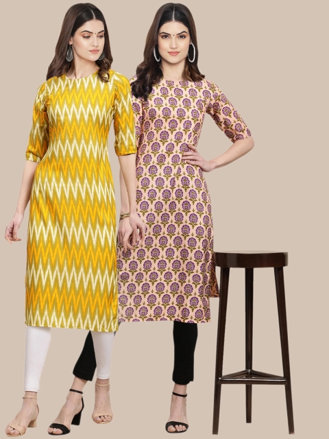 

KALINI 2 Women Multicoloured Ethnic Motifs Printed Crepe Kurta, Multi