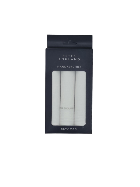 

Peter England Men Pack Of 3 White Solid Cotton Handkerchiefs