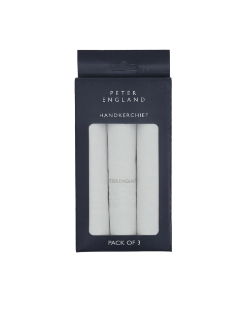 

Peter England Men Pack of 3 White Cotton Handkerchief
