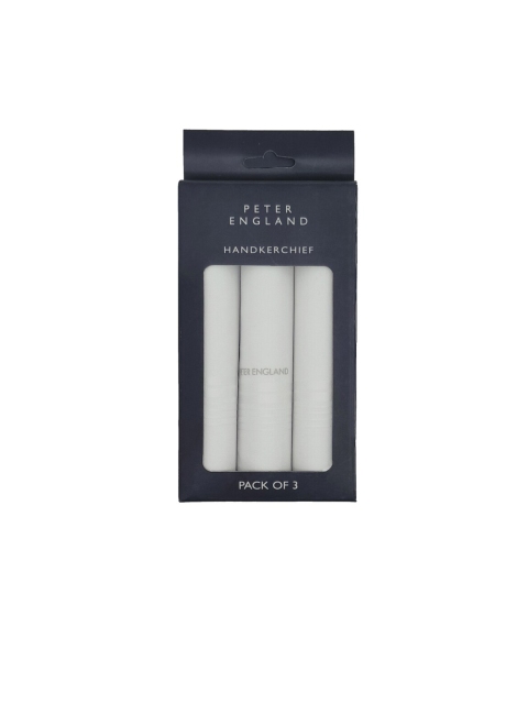 

Peter England Men Pack Of 3 Solid Cotton Handkerchiefs, White