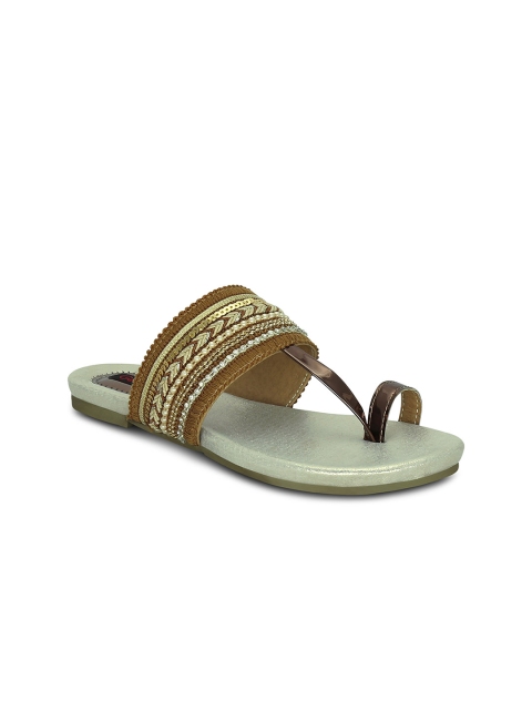 

Get Glamr Women Brown Woven Design Embellished Flats
