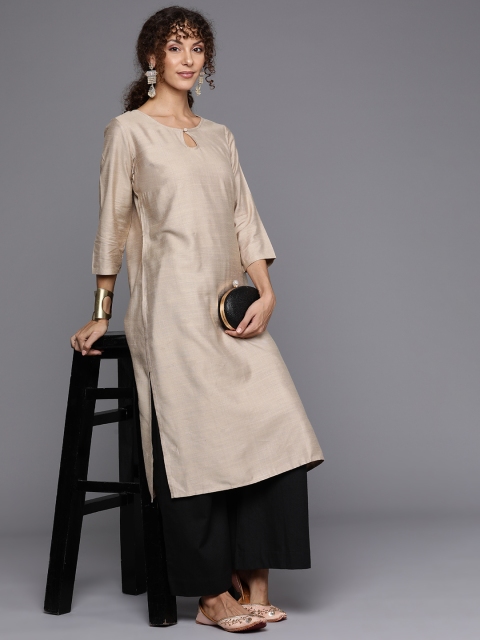 

Fabindia Women Keyhole Neck Kurta, Beige