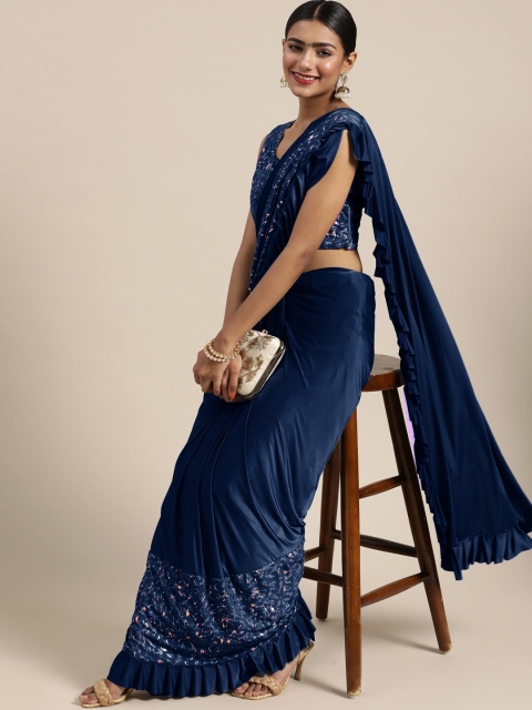 

Chhabra 555 Women Blue Sarees