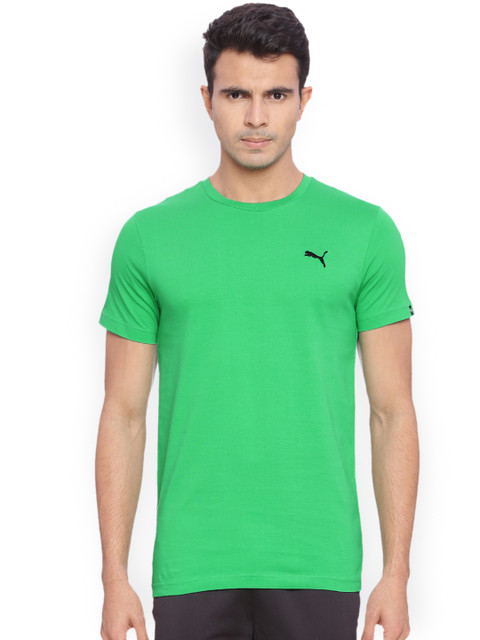 

Puma Men Green Solid Slim Fit Round Neck T-shirt