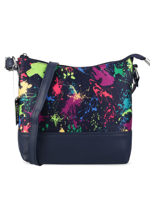 

Mochi Blue Floral Printed Structured Sling Bag
