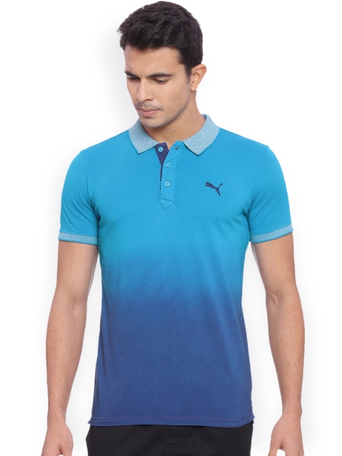 

Puma Men Blue Ombre-Dyed Slim Fit Polo T-shirt