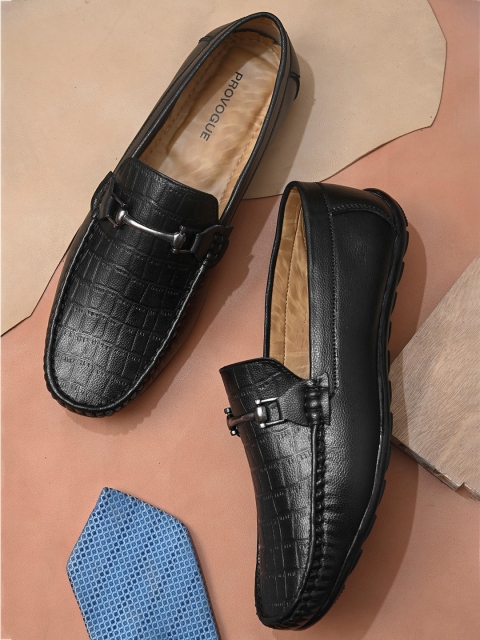 

Provogue Men Black Textured Loafers