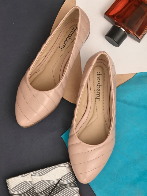 

DressBerry Women Nude-Coloured Textured Ballerinas Flats