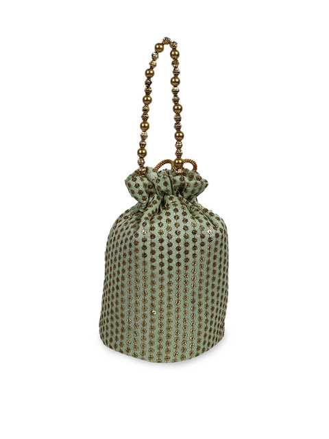 

LELYS Green Embellished Bowling Handheld Bag