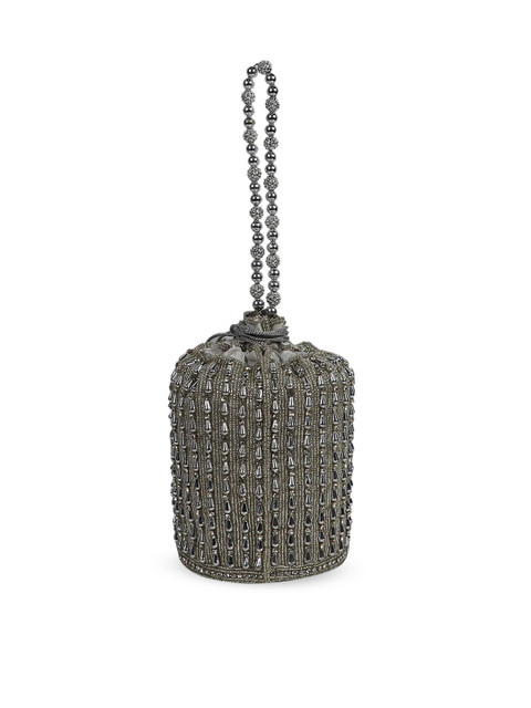 

LELYS Silver-Toned Embellished Swagger Handheld Bag
