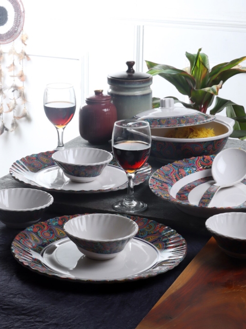 

CDI 26 Pieces White & Blue Pieces Printed Melamine Glossy Dinner Set