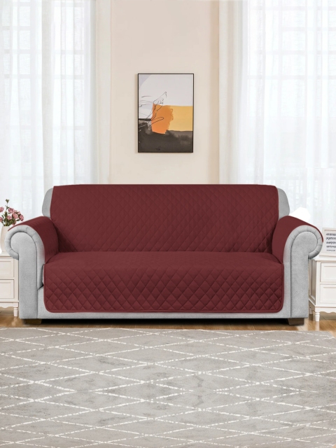 

Rajasthan Decor Maroon Solid Cotton 3 Seater Sofa Cover