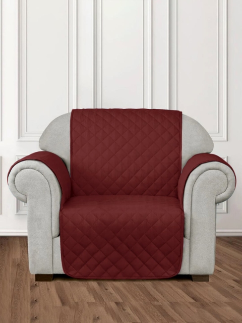 

Rajasthan Decor Maroon Solid Cotton 1-Seater Sofa Cover