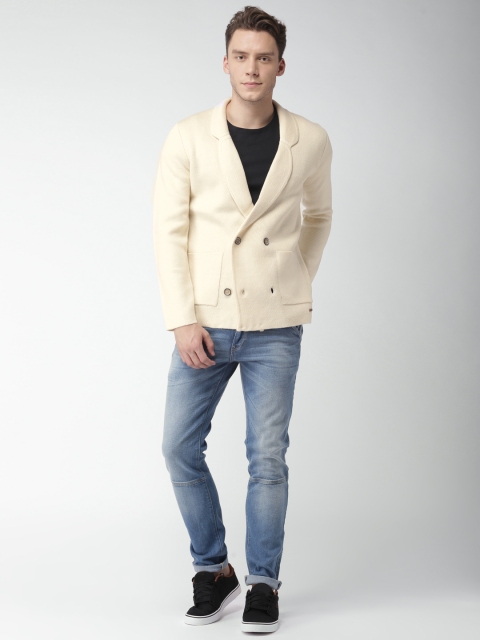 

Mast & Harbour Cream Regular Fit Double-Breasted Casual Blazer