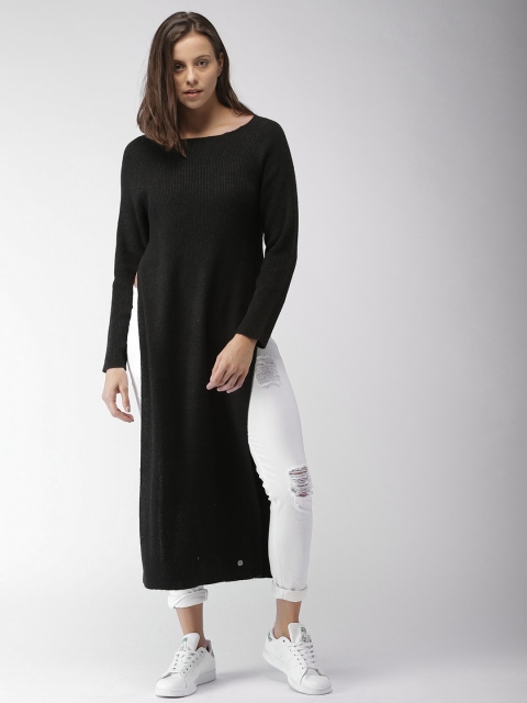

Mast & Harbour Women Black Solid Longline Sweater