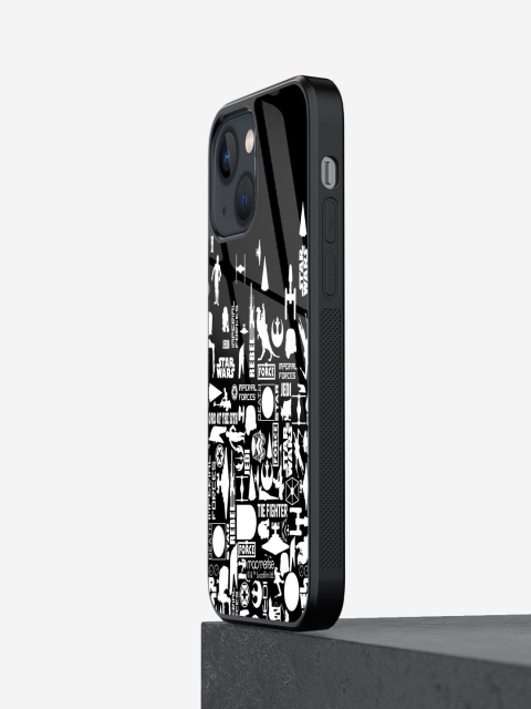 

macmerise Black & White Star Wars Era Printed iPhone 13 Glass Back Case