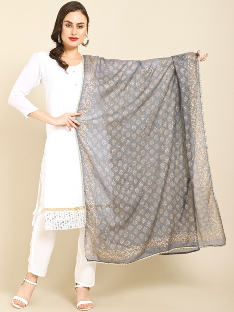

Miaz Lifestyle Women Grey & Beige Ethnic Motifs Printed Dupatta