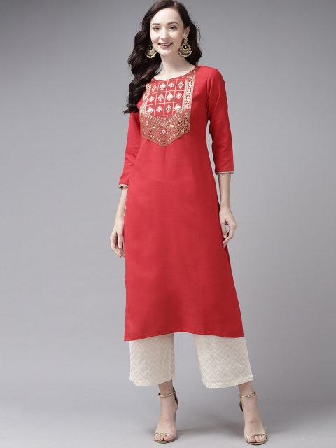 

KALINI Women Red Yoke Design Kurta