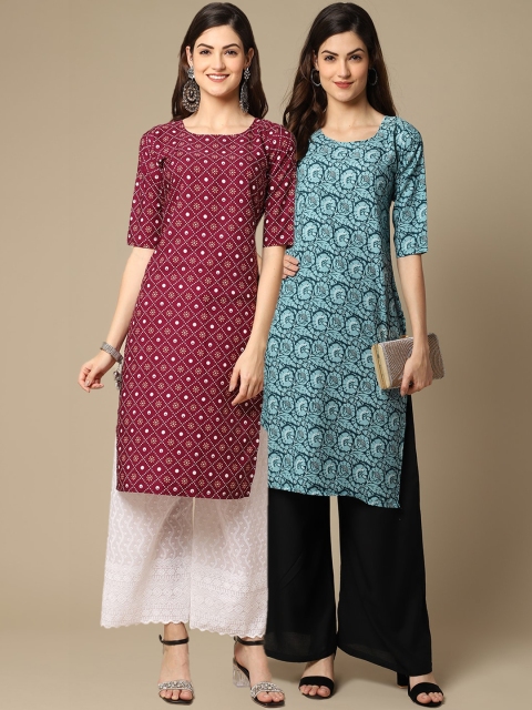 

KALINI Women Pack of 2 Crepe Kurta, Multi