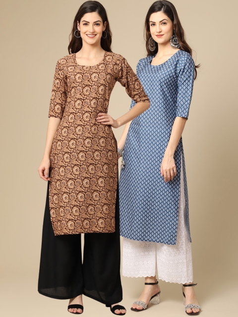 

KALINI 2 Women Multicoloured Geometric Printed Crepe Kurta, Multi
