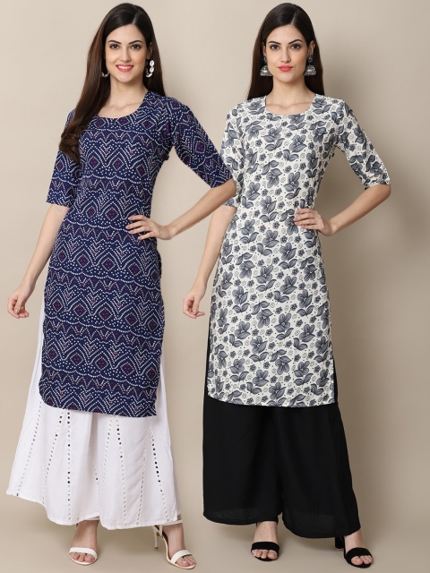 

KALINI Women Multicoloured Floral Printed Block Print Handloom Crepe Kurta, Multi