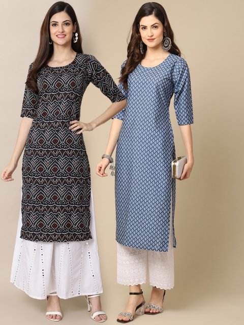 

KALINI Women Multicoloured Pack of 2 Digital Printed Straight Kurta, Multi