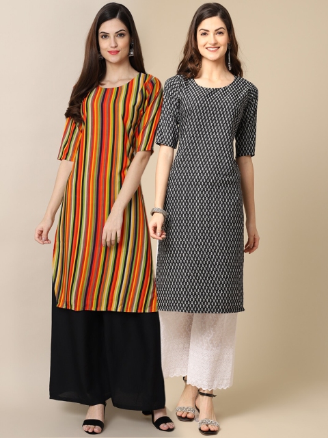 

KALINI 2 Women Multicoloured Geometric Printed Crepe Kurta, Multi